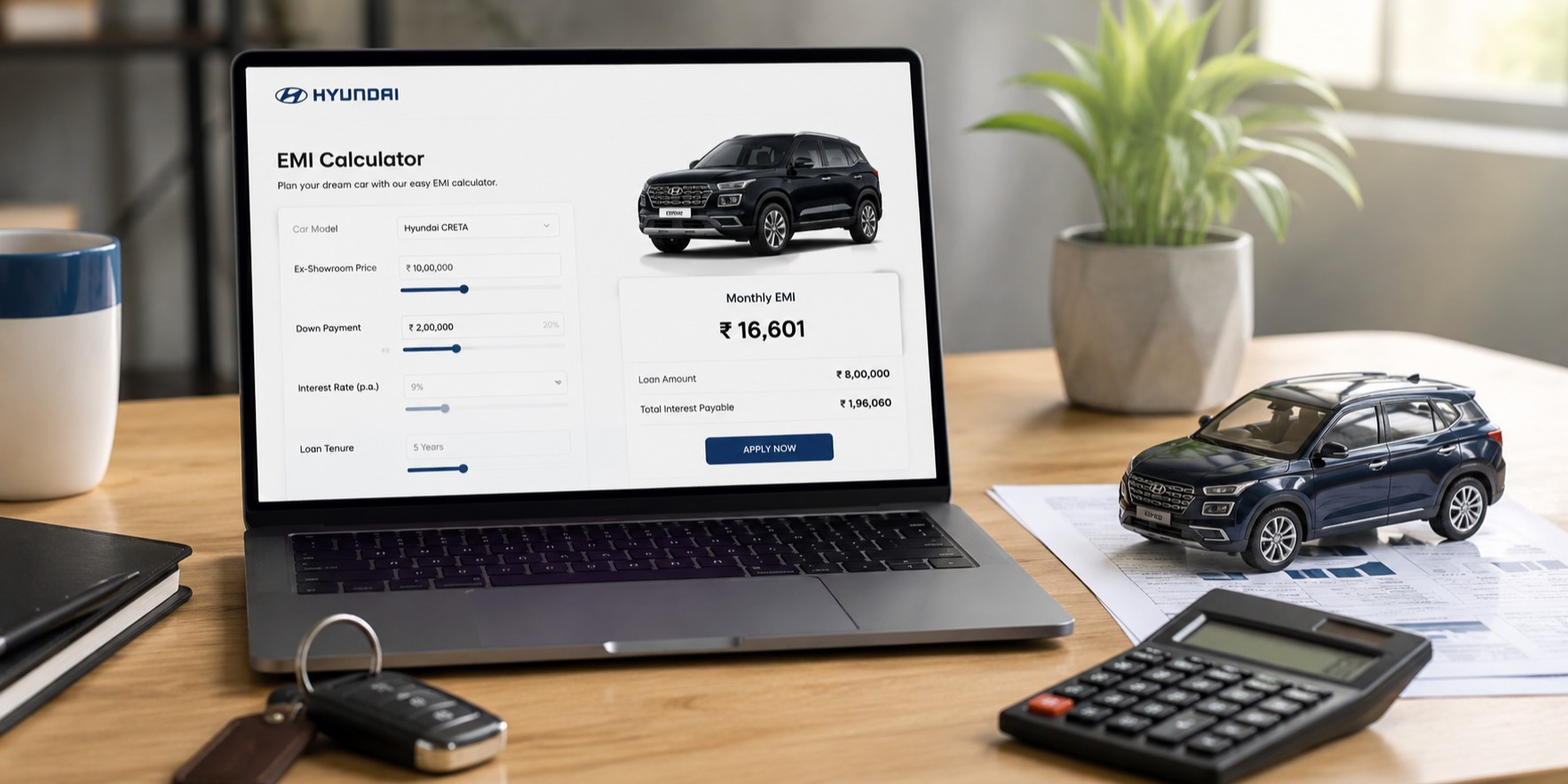 Hyundai EMI Calculator With Down Payment: Calculate Your EMI
