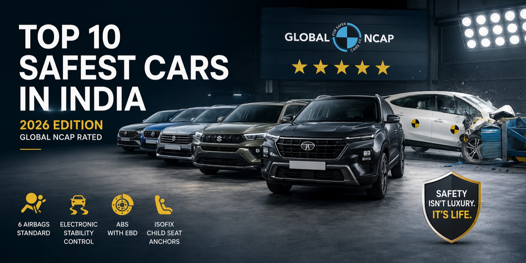 Top 10 Safest Cars in India 2026 | Global NCAP Ratings