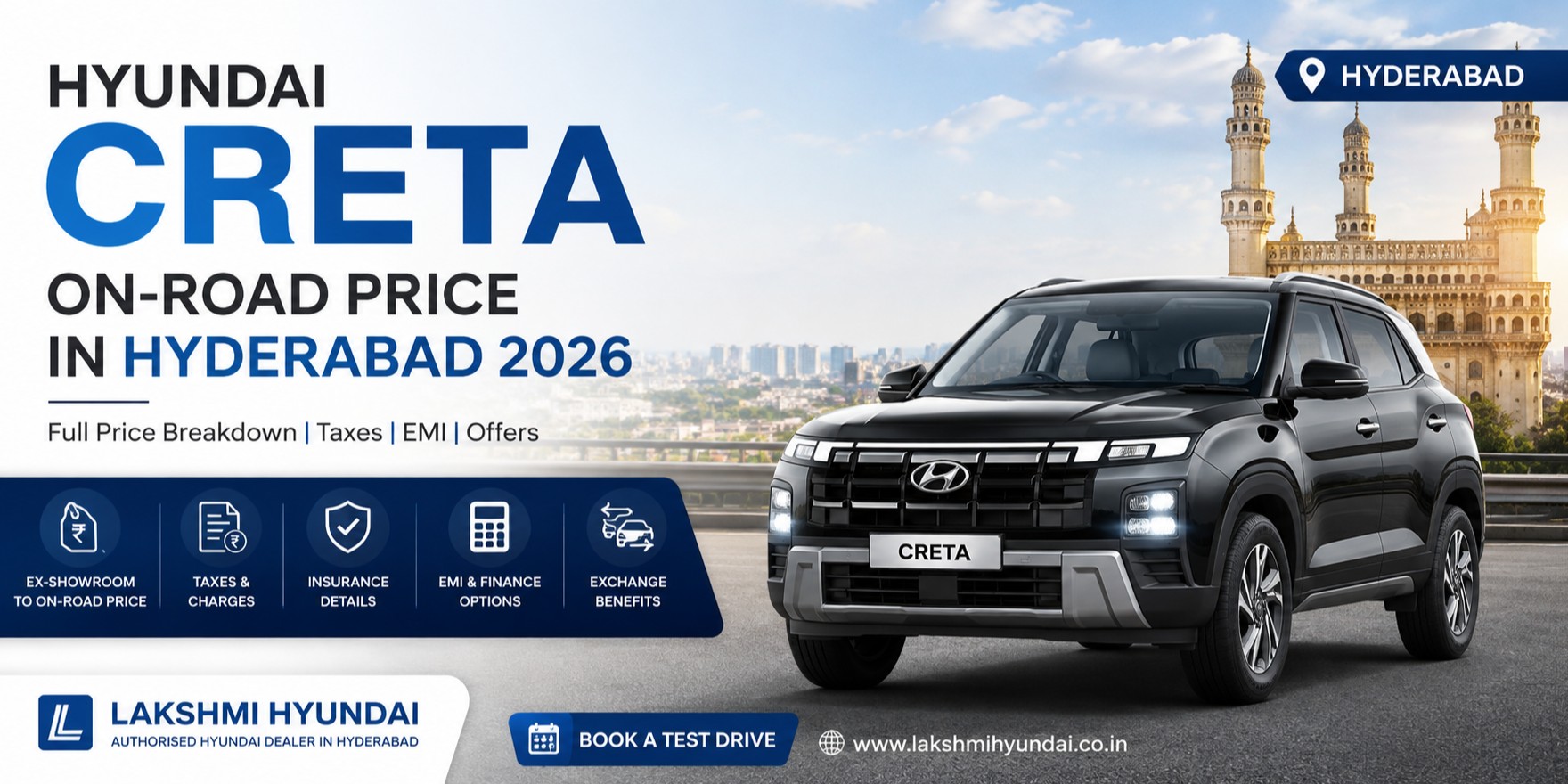 Hyundai Creta On-Road Price in Hyderabad 2026 – Full Breakdown | Lakshmi Hyundai